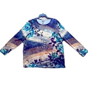 Chico’s Size 3 (XL) Long Sleeve Floral Women’s Top